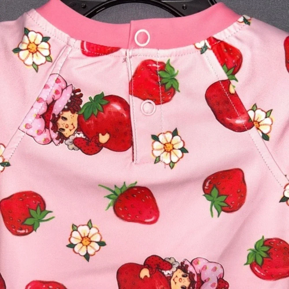 Strawberry Shortcake Swimsuit Girls Pink Rash Guard One Piece UPF 50+ NWT 6-9M